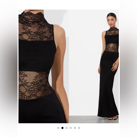 Alice + Olivia Dresses & Skirts - Alice + Olivia Black Lace Sheer Panel Evening Gown